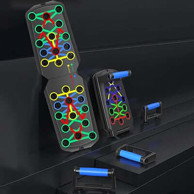 Gros plan sur un socle ergonomique d’entraînement noir conçu pour travailler les groupes musculaires du haut du corps. Son système modulable offre des positions ajustables pour varier les exercices et améliorer la posture. Sa structure en plastique renfor